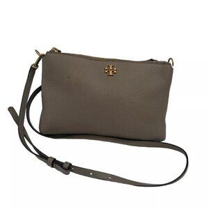 Tory Burch Crossbody Handbag Leather Purse Taupe Shoulderbag clutch  Fully lined